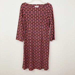 Jude Connally Marlowe Espresso Link Chain Dress Size M Jude Cloth 3/4 Sleeve